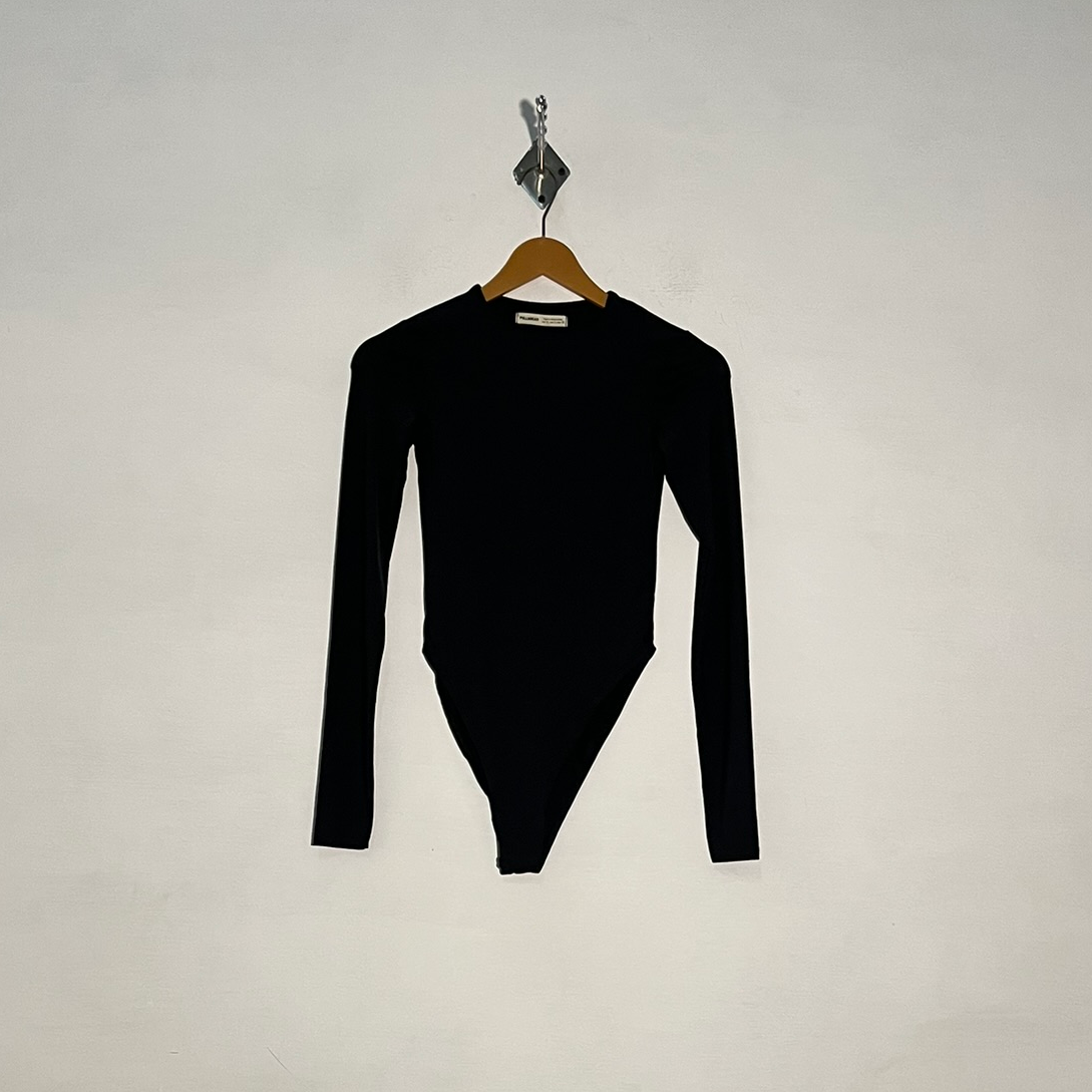 Pull&Bear Women's Black Bodysuit Casual Preloved #3240