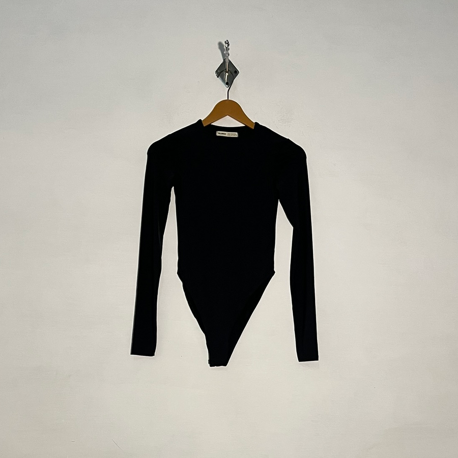 Pull&Bear Women's Black Bodysuit Casual Preloved #3240
