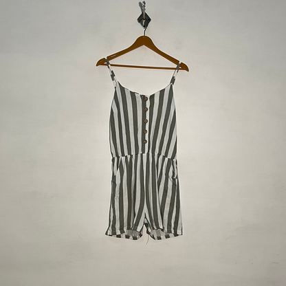 White & Gray Women's Bodysuit Preloved #3225