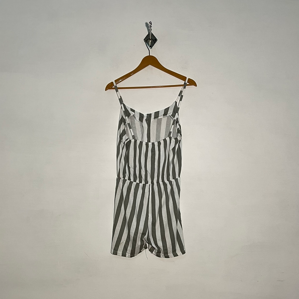 White & Gray Women's Bodysuit Preloved #3225