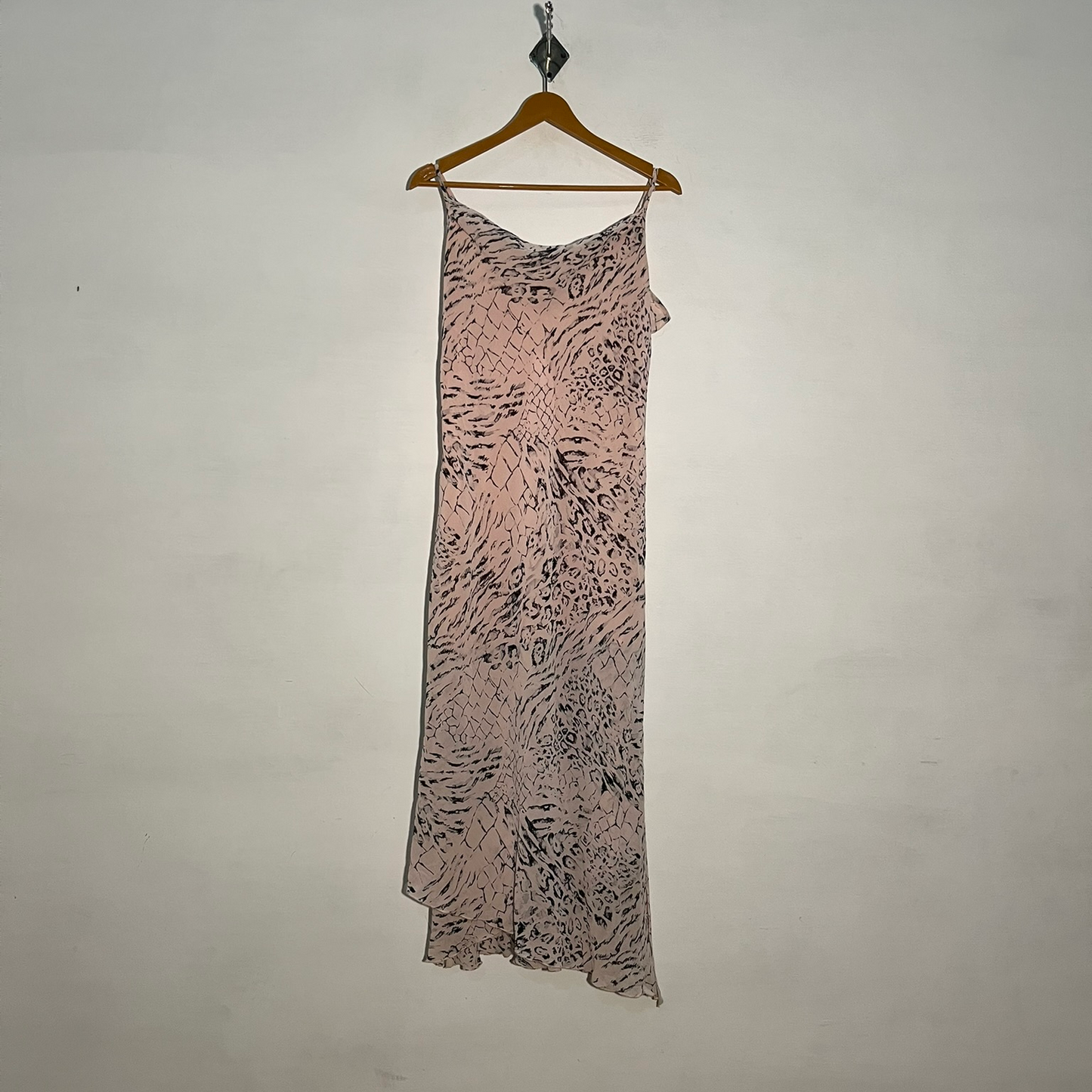 Gold Women's Baby Pink & Black Printed Maxi Dress #3234