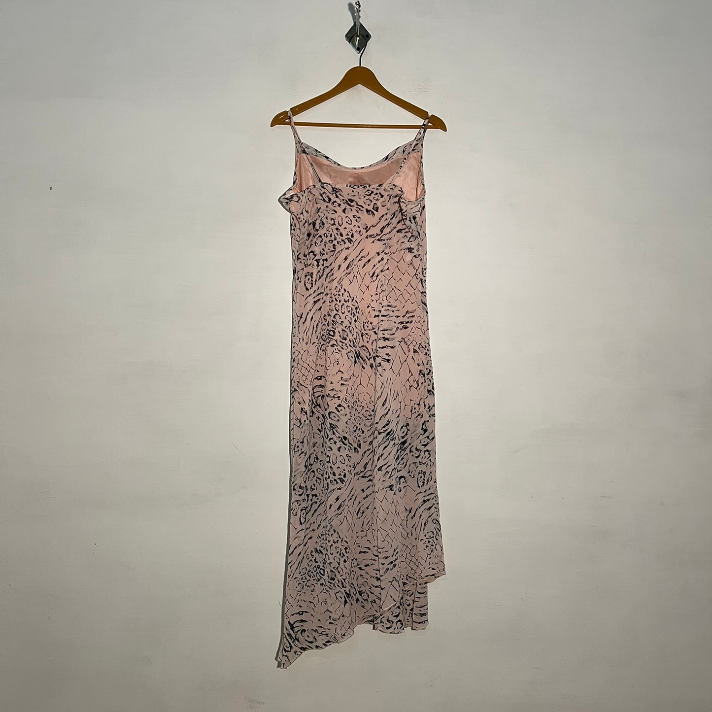 Gold Women's Baby Pink & Black Printed Maxi Dress #3234