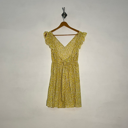 Yellow Women's Yellow & White Floral Maxi Dress #3242