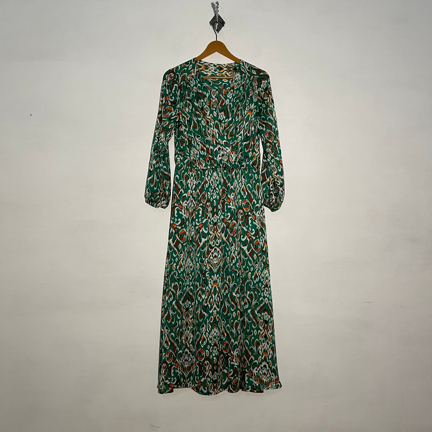 Green Women's Green & White Printed Maxi Dress #3241