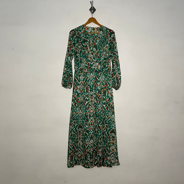 Green Women's Green & White Printed Maxi Dress #3241