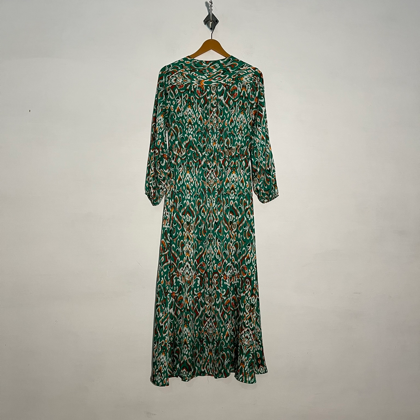 Green Women's Green & White Printed Maxi Dress #3241