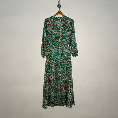 Green Women's Green & White Printed Maxi Dress #3241