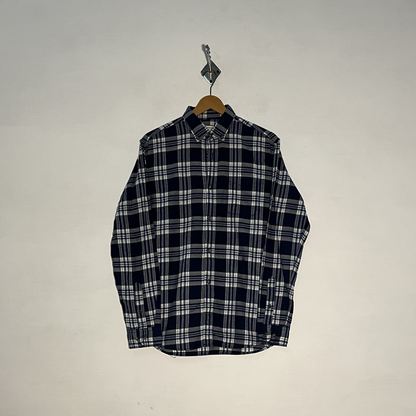 Jack & Jones Men's Checked Dress Shirt – Dark Blue & White Preloved #3276