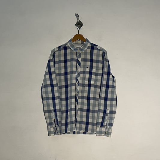 Tommy Hilfiger Men's Checked Dress Shirt – Dark Blue & White Preloved #3281