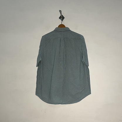 Polo Men's Checked Dress Shirt – White, Green & Dark Blue Preloved #3288