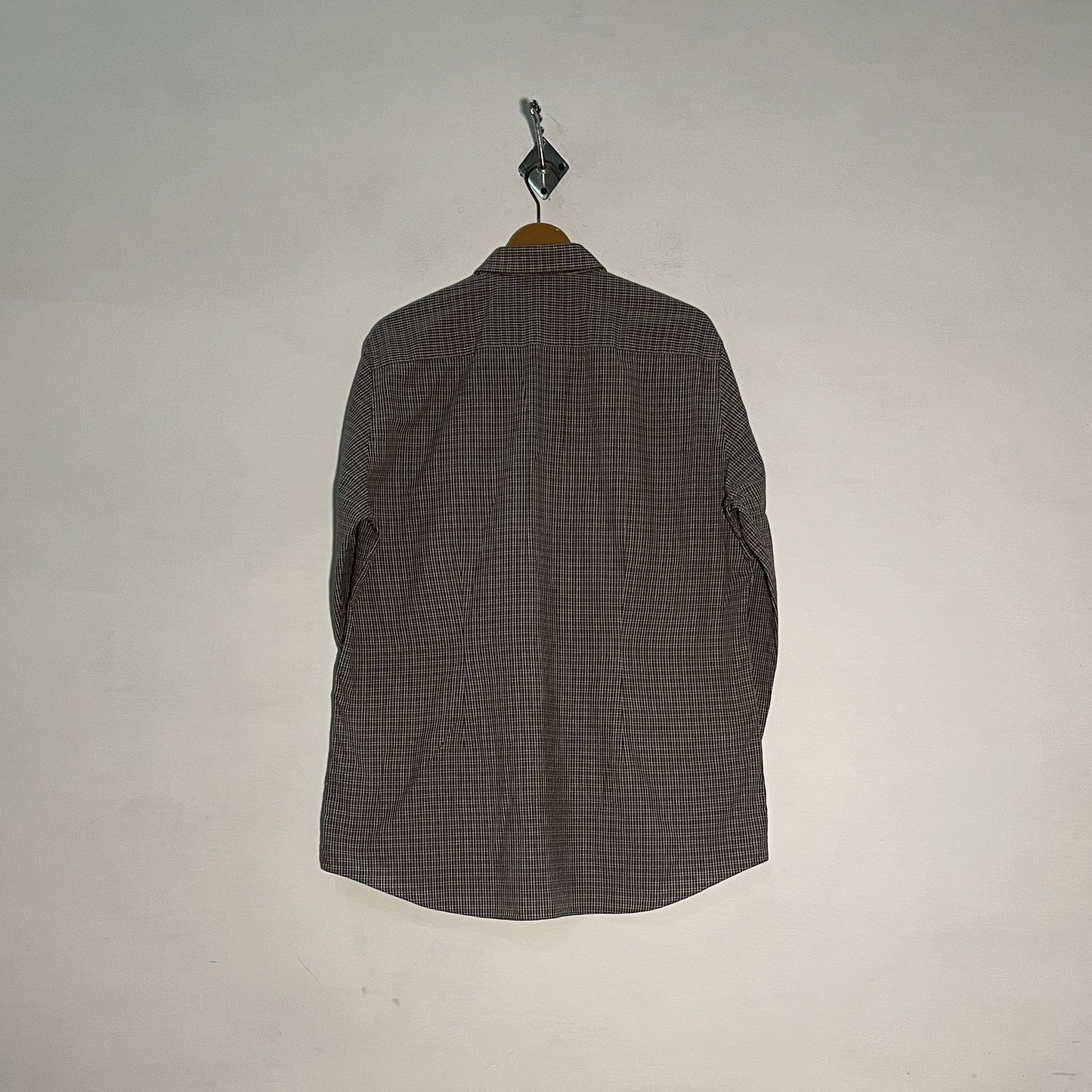 Next Men's Checked Dress Shirt – Light Brown, Black & White Preloved #3289