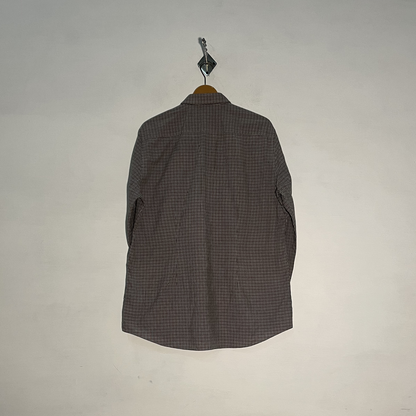 Next Men's Checked Dress Shirt – Light Brown, Black & White Preloved #3289