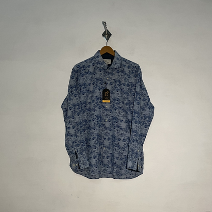 Ted Baker Men's Floral Dress Shirt – White & Sky Blue Preloved #3278