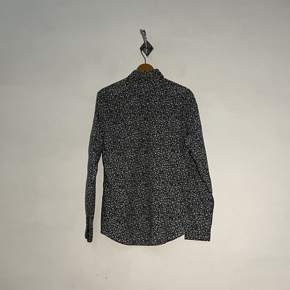 H&M Men's Floral Dress Shirt – Black & White Preloved #3292