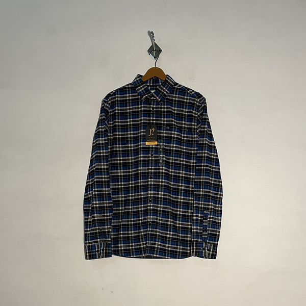 M&S Men's Check Dress Shirt – Blue & Black Preloved #3293