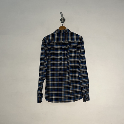 M&S Men's Check Dress Shirt – Blue & Black Preloved #3293