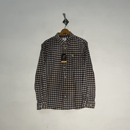 M&S Men's Check Dress Shirt – Off White & Grey Preloved #3294