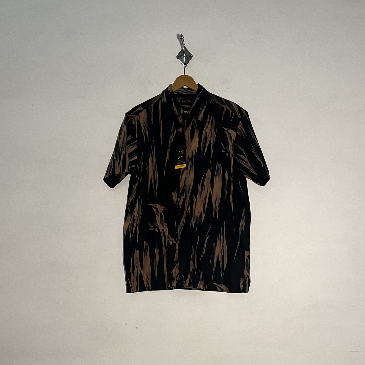 Burton Men's Printed Dress Shirt – Brown & Black Preloved #3297