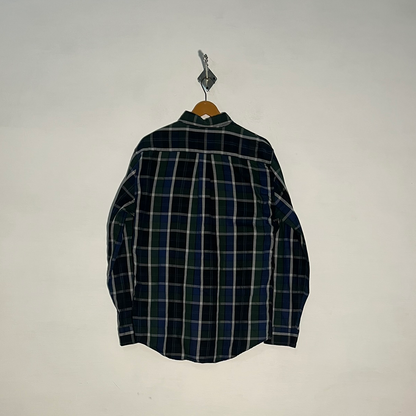 U.S. Polo Assn Men's Dress Shirt – Blue Dark Green & White Check Preloved #3320