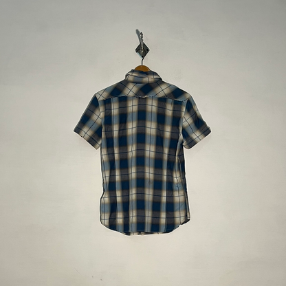 Diesel Men's Dress Shirt – Dark Blue & White Check Preloved #3319