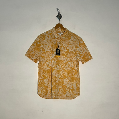 M&S Men's Dress Shirt – Yellow & White Floral Preloved #3318