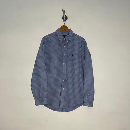 Ralph Men's Dress Shirt – Blue White & Black Check Preloved #3312