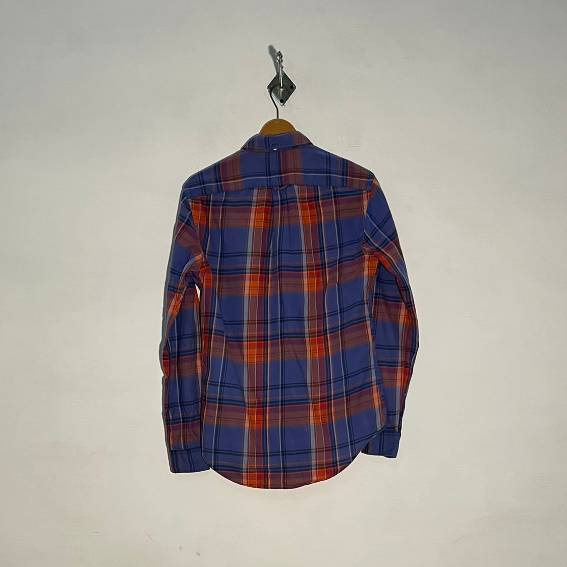 Polo Men's Dress Shirt – Purple & Red Orange Check Preloved #3303