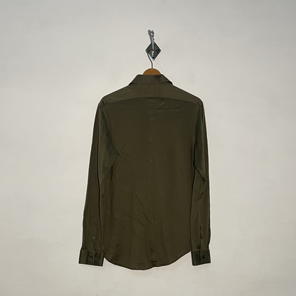 Zara Man Men's Dress Shirt Army Green Preloved Casual Wear #3330