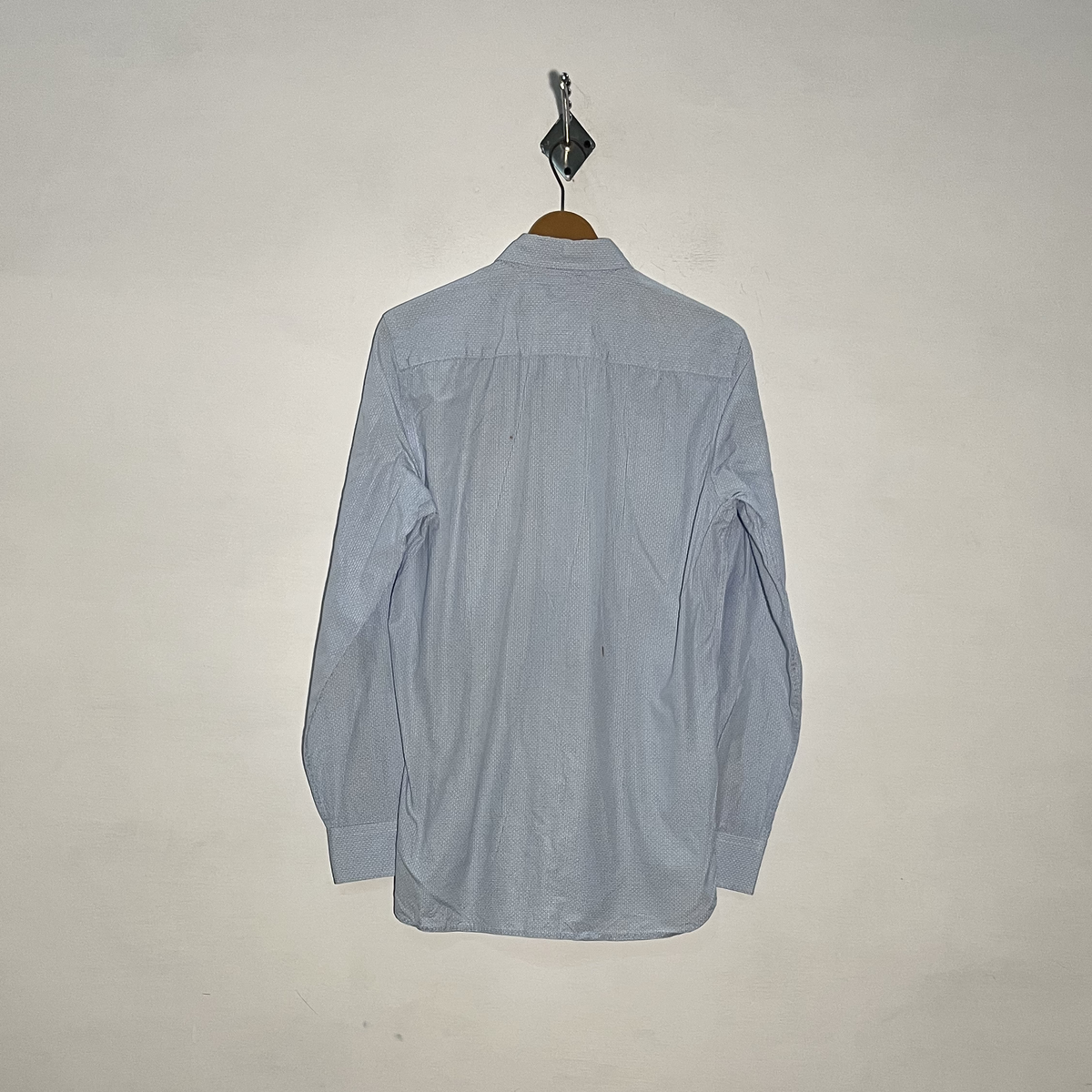 Tommy Hilfiger Men's Dress Shirt White Sky Blue Print Preloved #3328