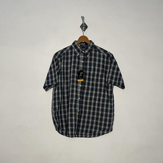 Polo by Ralph Lauren Men's Dress Shirt Dark Blue White Green Check #3343