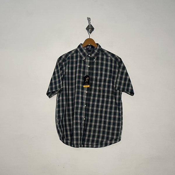 Polo by Ralph Lauren Men's Dress Shirt Dark Blue White Green Check #3343