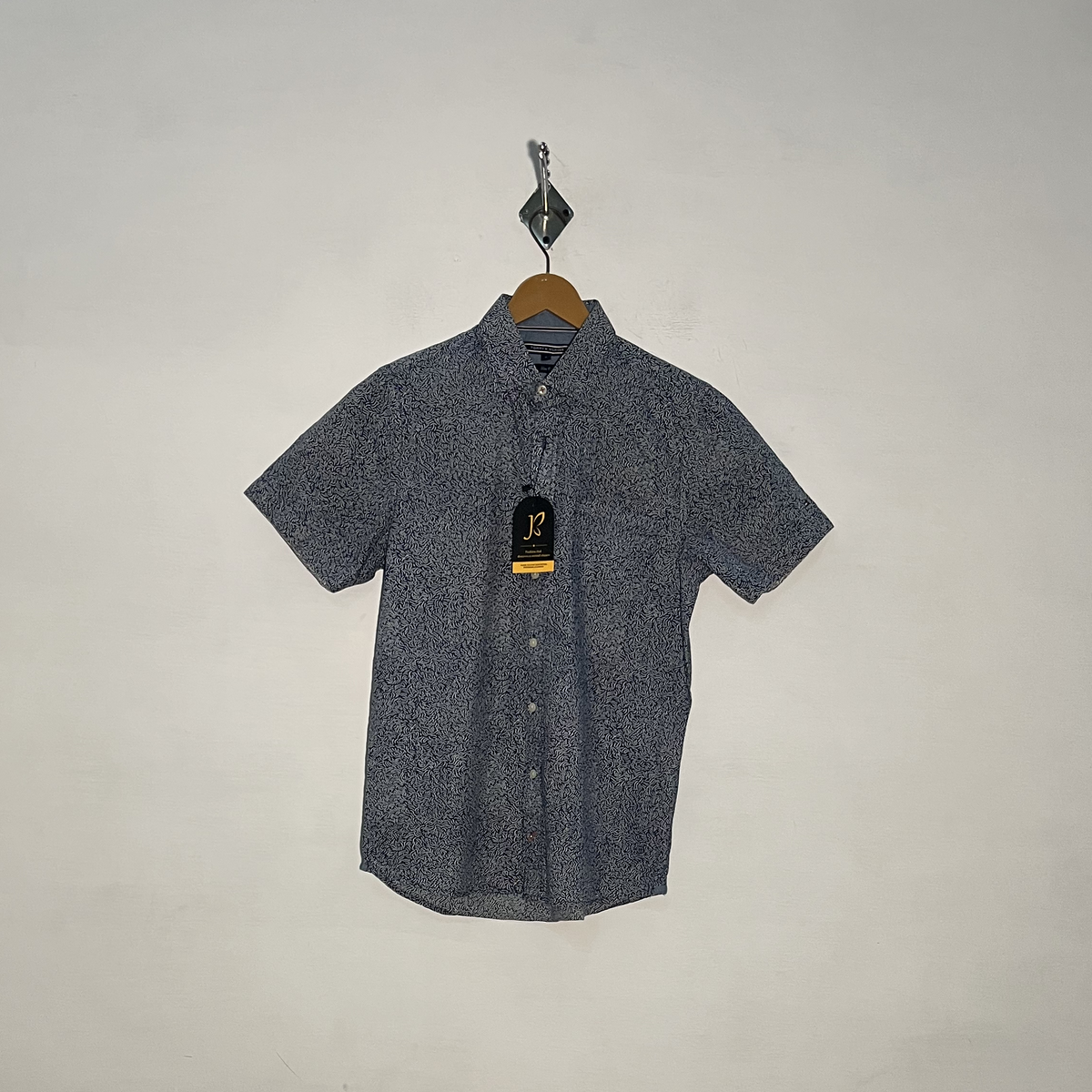 Tommy Hilfiger Men's Dress Shirt Blue White Print Preloved #3342