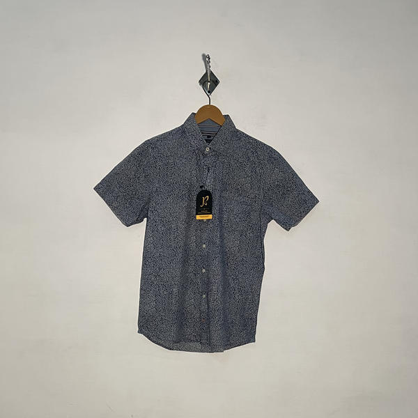 Tommy Hilfiger Men's Dress Shirt Blue White Print Preloved #3342