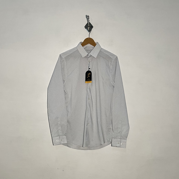 Primark Men's Dress Shirt White Blue Print Preloved Casual Wear #3336