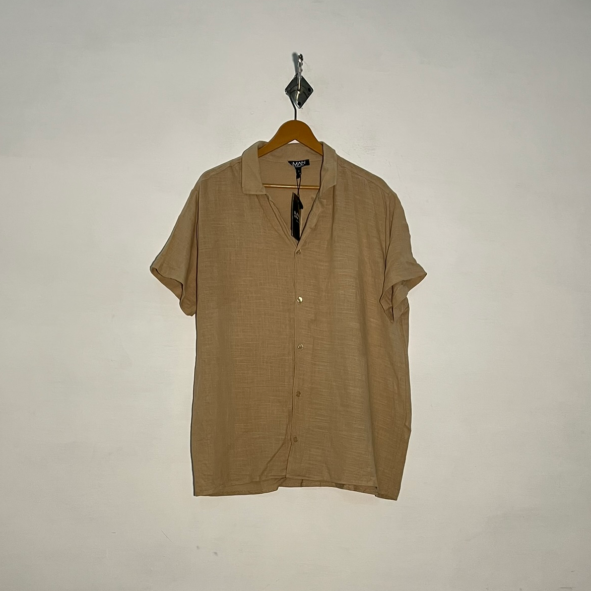 Man Men's Camel Dress Shirt Preloved #3346