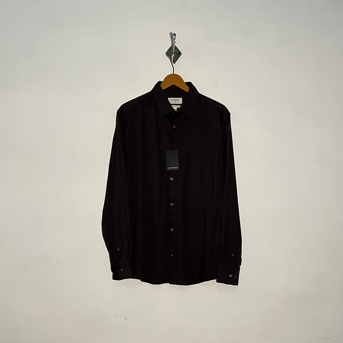 Autograph Men's Dark Brown Dress Shirt Preloved #3359