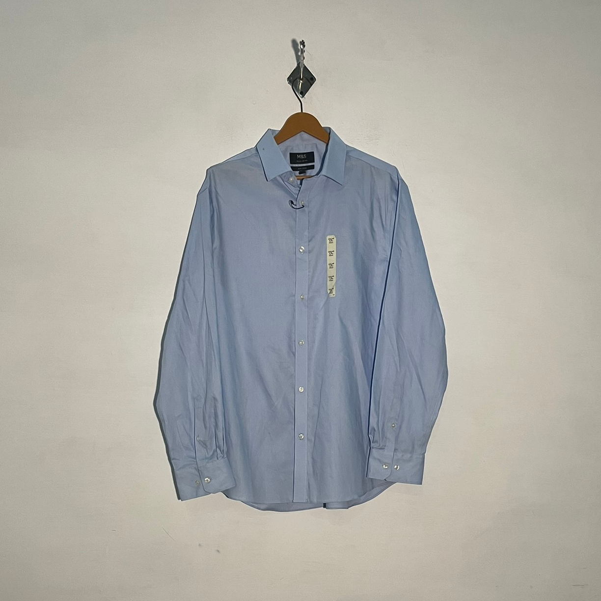 M&S Men's Dress Shirt Sky Blue Preloved #3400