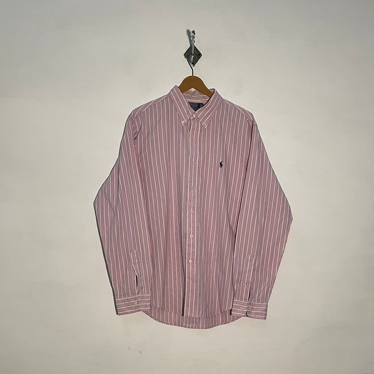 Polo Men's Dress Shirt Purple & White Lining Preloved #3398
