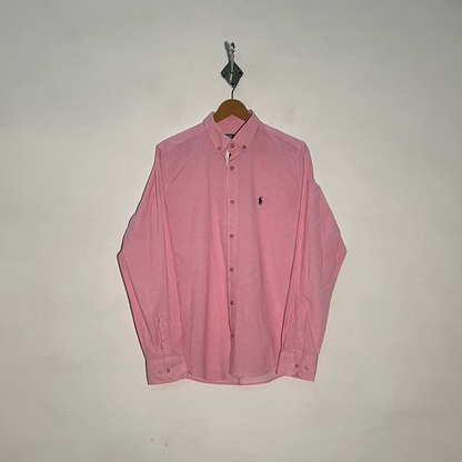Polo Men's Dress Shirt Pink & White Printed Preloved #3415