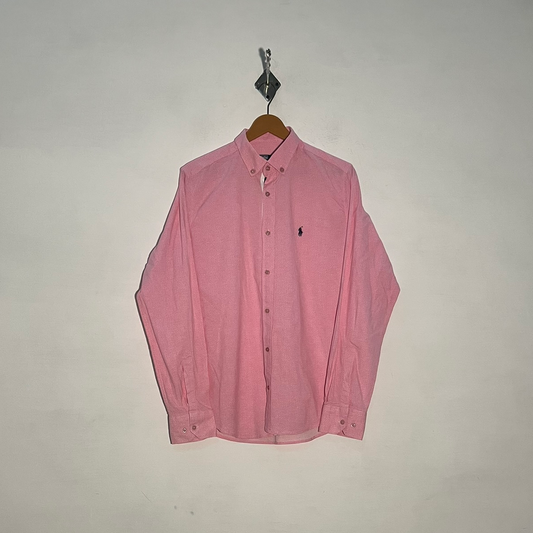 Polo Men's Dress Shirt Pink & White Printed Preloved #3415