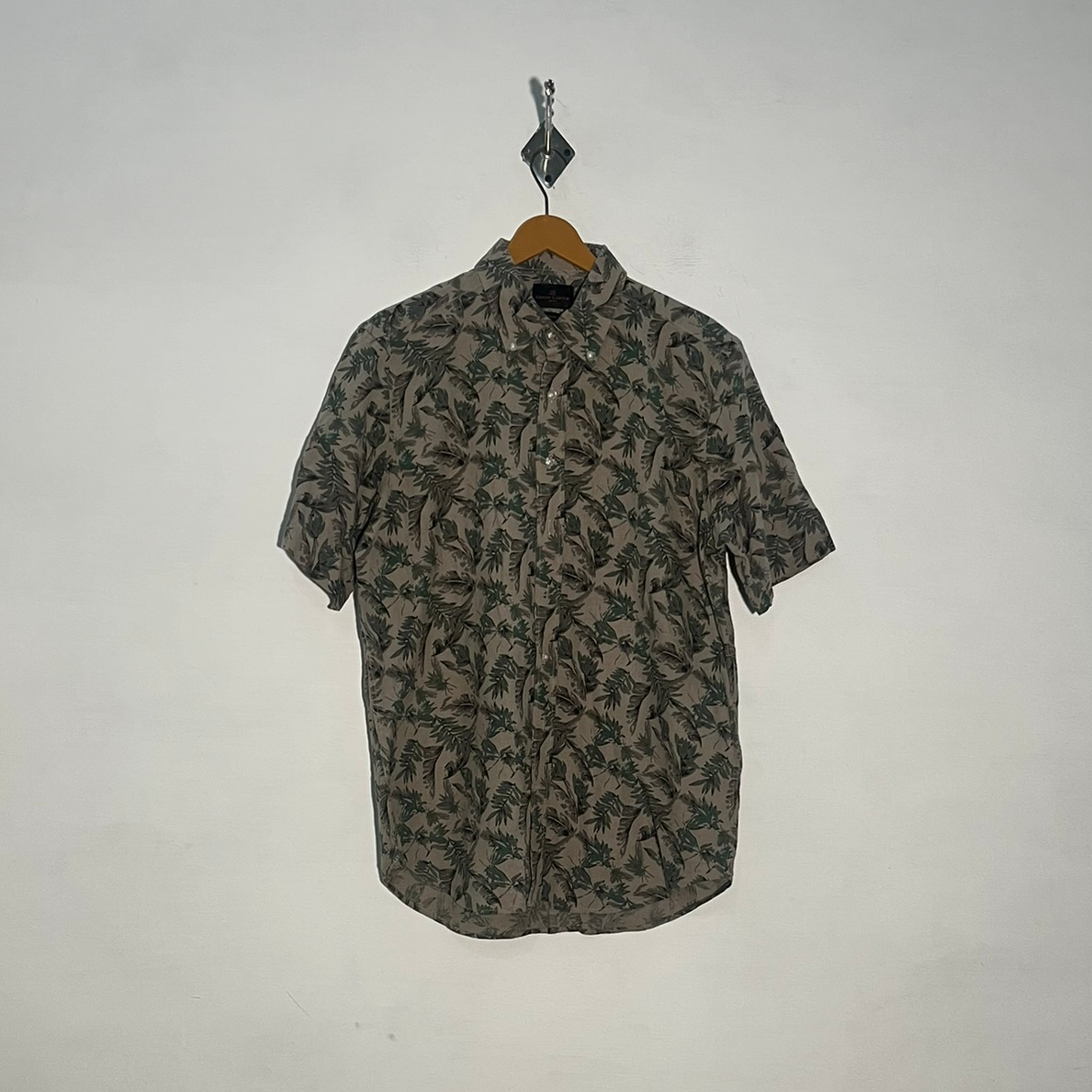 Simon Carter Men's Dress Shirt Mehandi Green Floral Preloved #3397