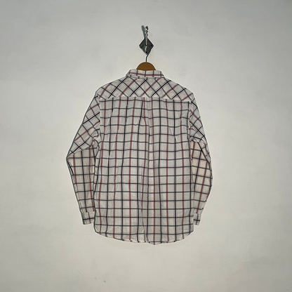 Tommy Hilfiger Men's Dress Shirt White & Dark Blue Check #3396