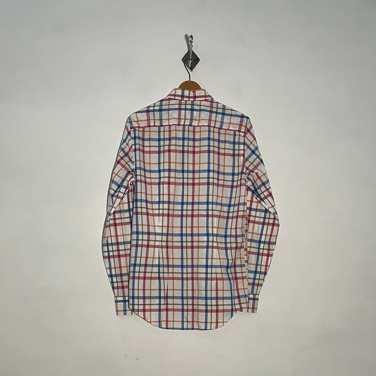 Tommy Hilfiger Men's Dress Shirt White Blue Pink Check #3408
