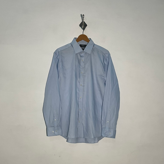 M&S Men's Dress Shirt Sky Blue Preloved #3407