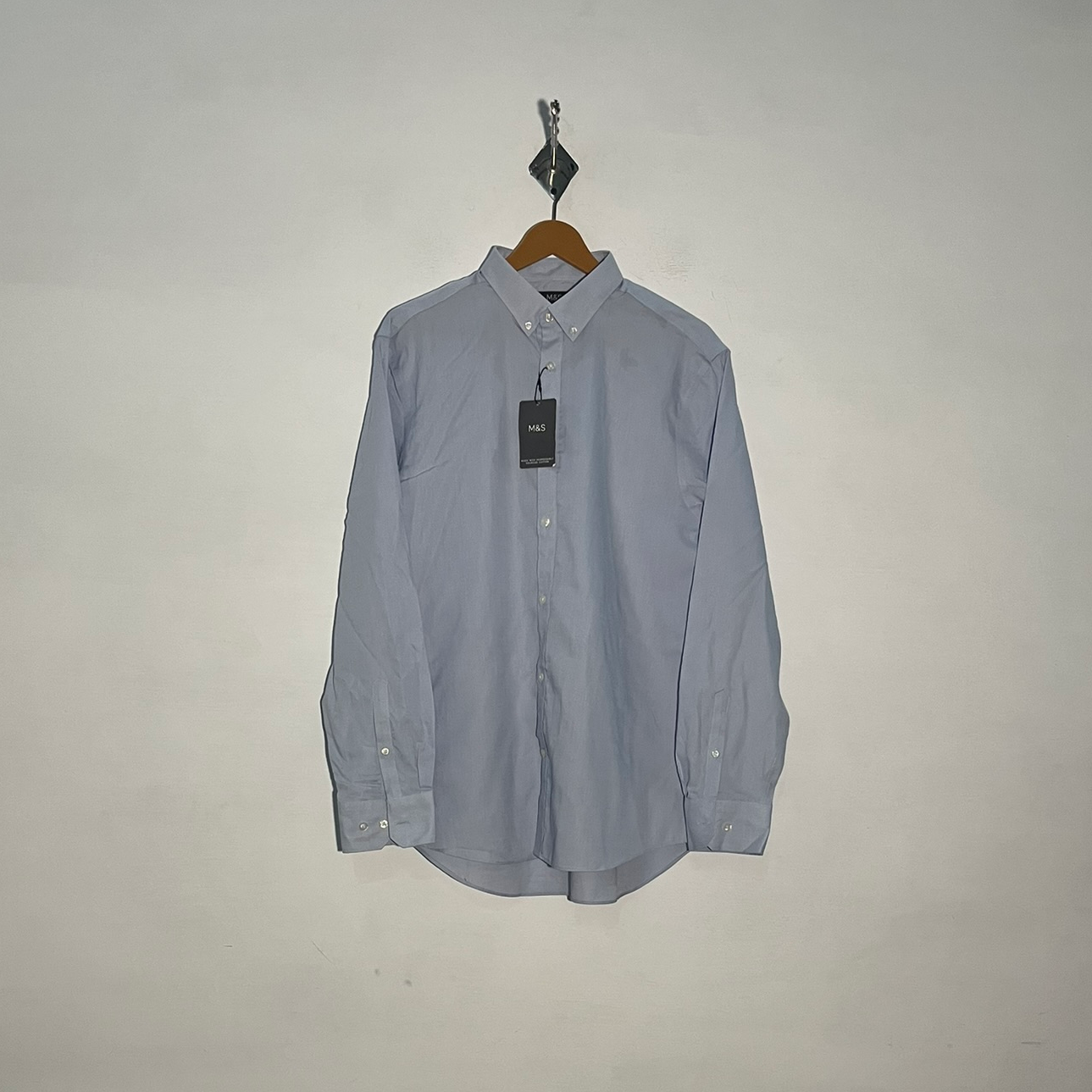 M&S Men's Dress Shirt Sky Blue Preloved #3405