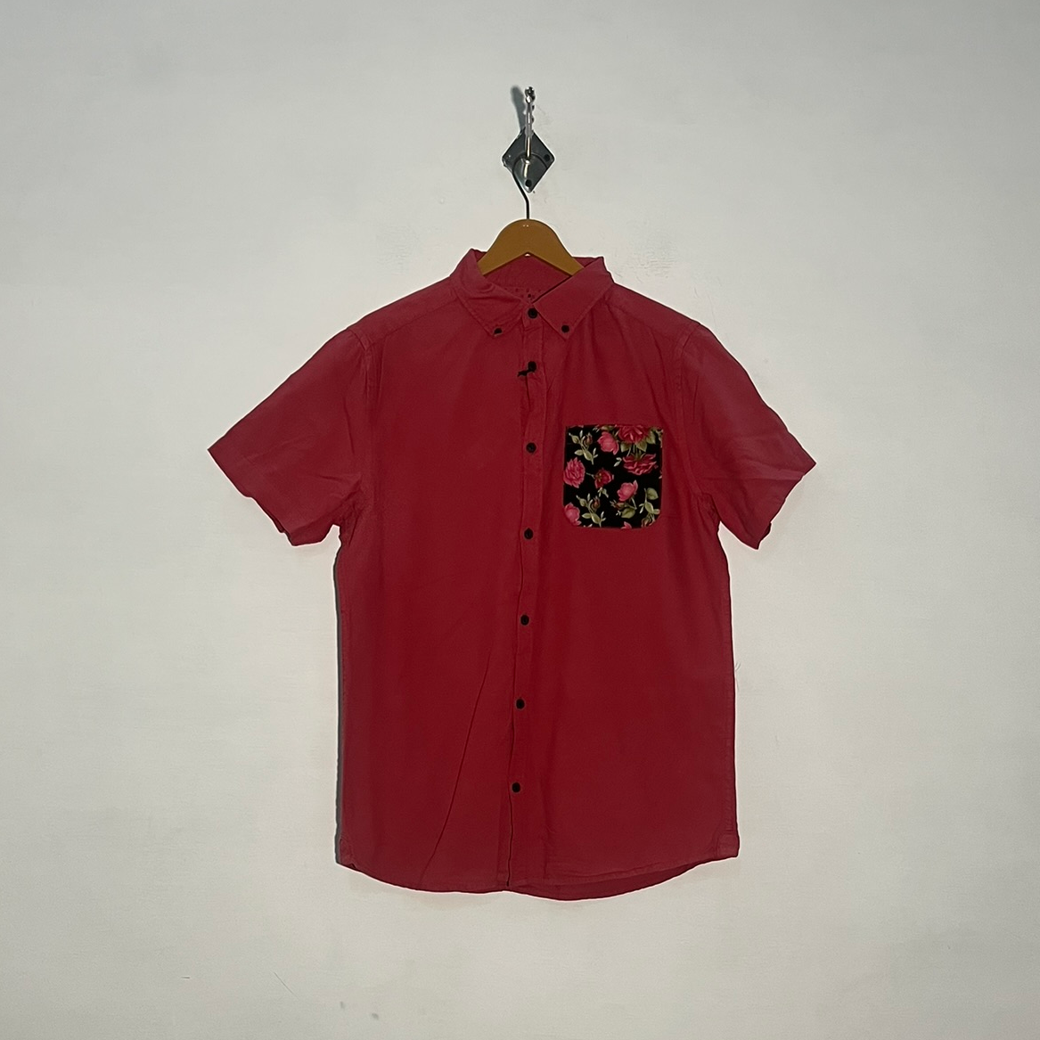 River Island Men's Dress Shirt Light Red Preloved #3401