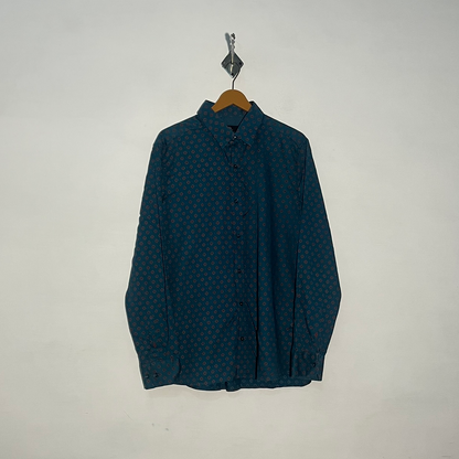 Next Men's Dress Shirt Sea Green & Red Floral Preloved #3427