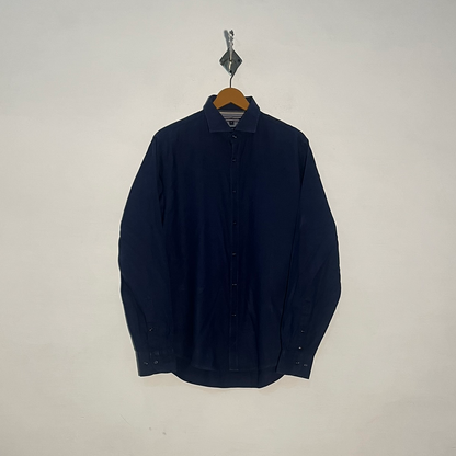 Tommy Hilfiger Men's Dress Shirt Dark Blue Preloved #3425