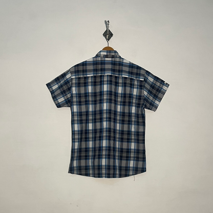 Polo Men's Dress Shirt Dark Blue & White Check Preloved #3424
