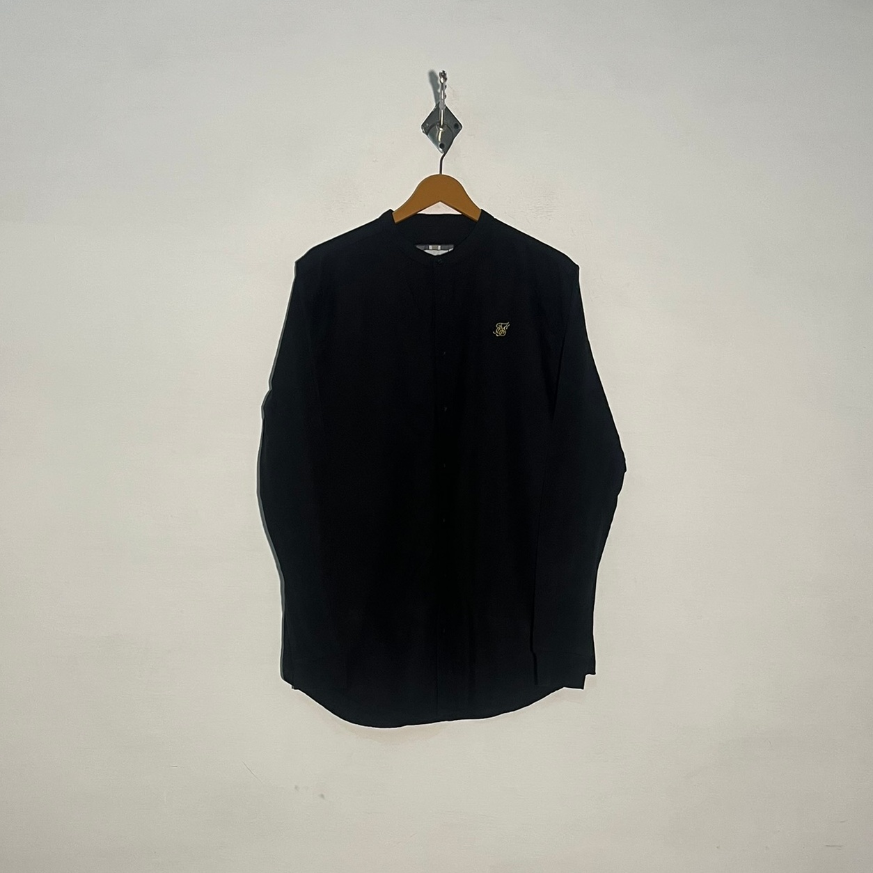 Silk Silk Men's Dress Shirt Black Preloved #3431